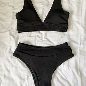 shein black high rise bikini